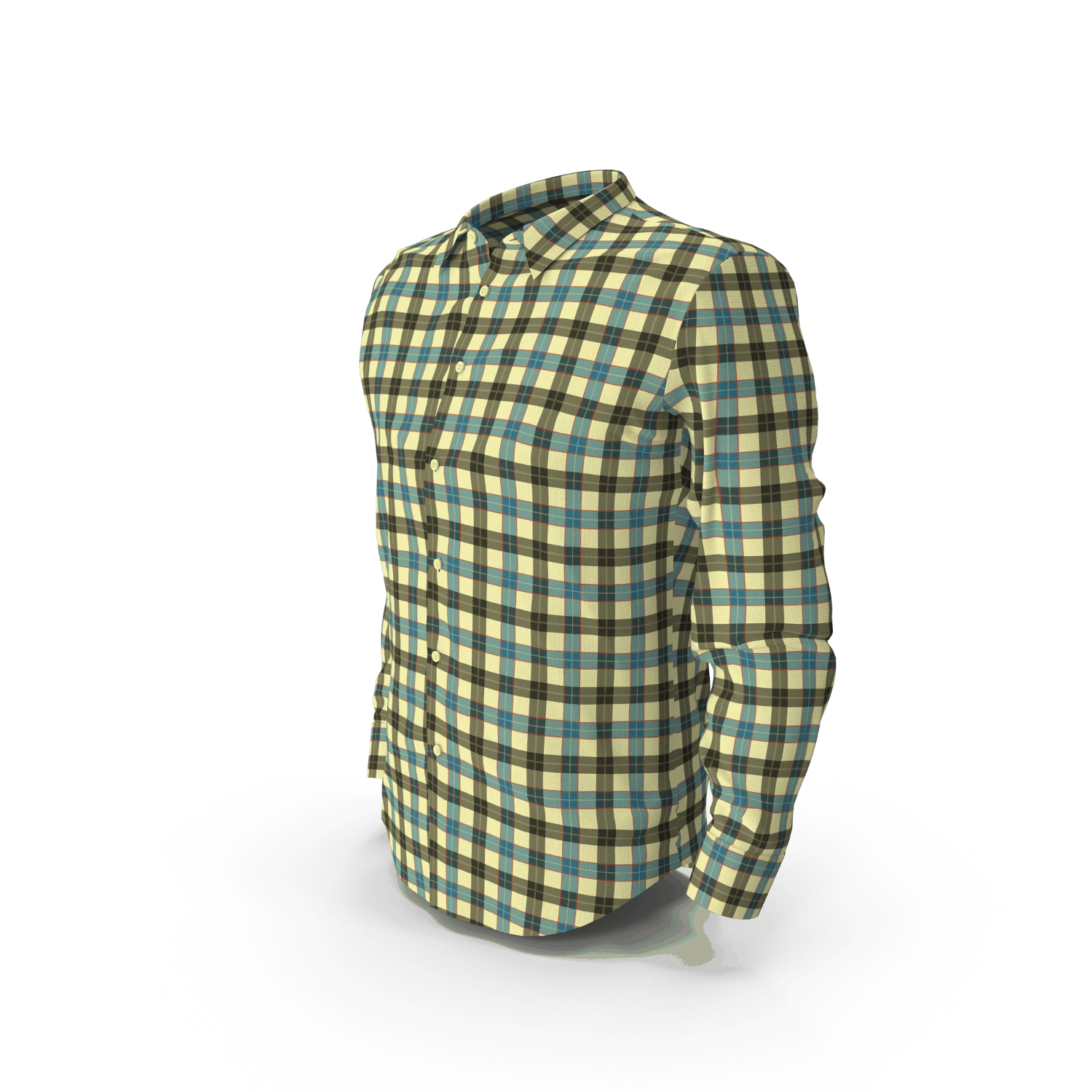 Camisa Masculina Xadrez Amarelo e Azul